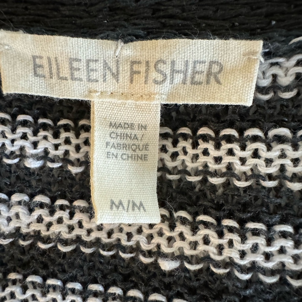 Eileen Fisher navy & white striped linen sweater - Picture 4 of 5